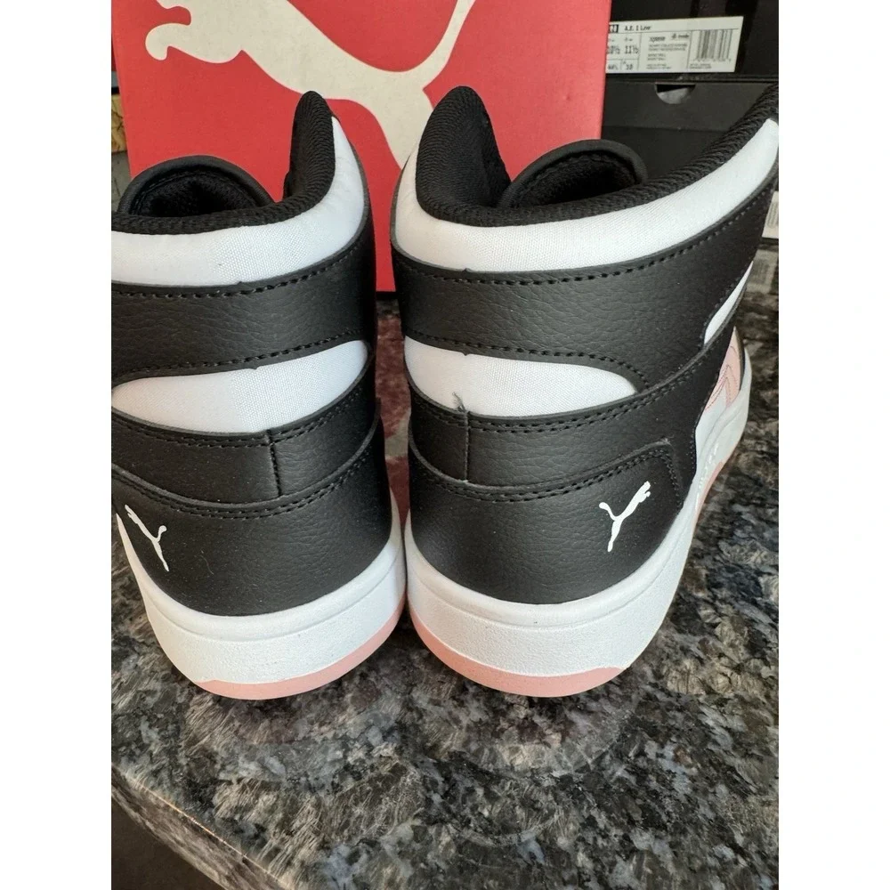 Puma Rebound Layup SL Jr Black White Rose Dust High Top Sneakers 370486 27